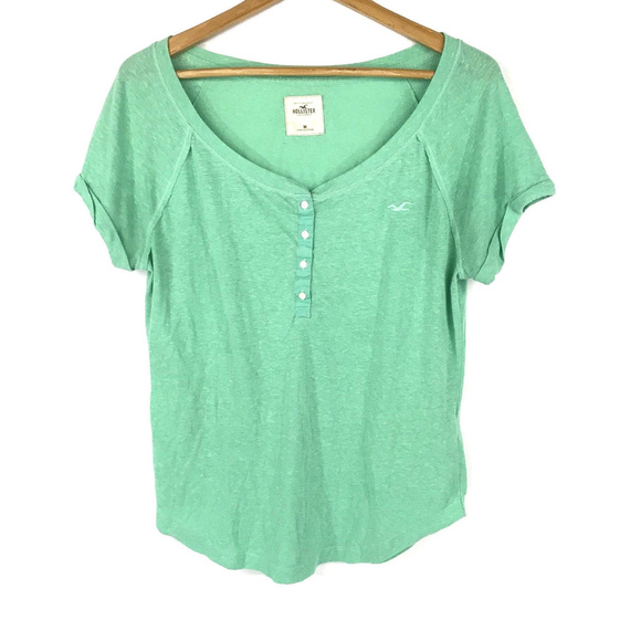 Hollister Womens TShirt 1/4 Button - Picture 1 of 5